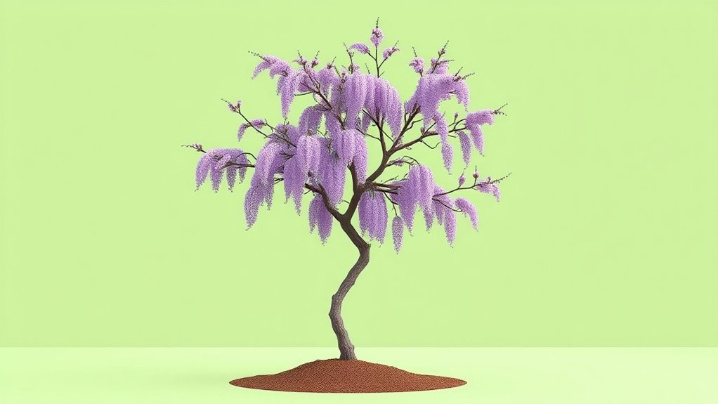 twisting lavender hued redbud tree